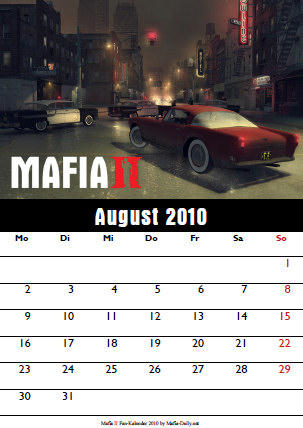 Mafia II - Эксклюзив: Mafia II Fan Календарь 2010 